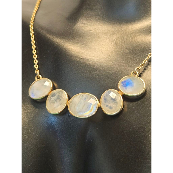 Necklace moonstone 925 sterling gold tone - Picture 4 of 8